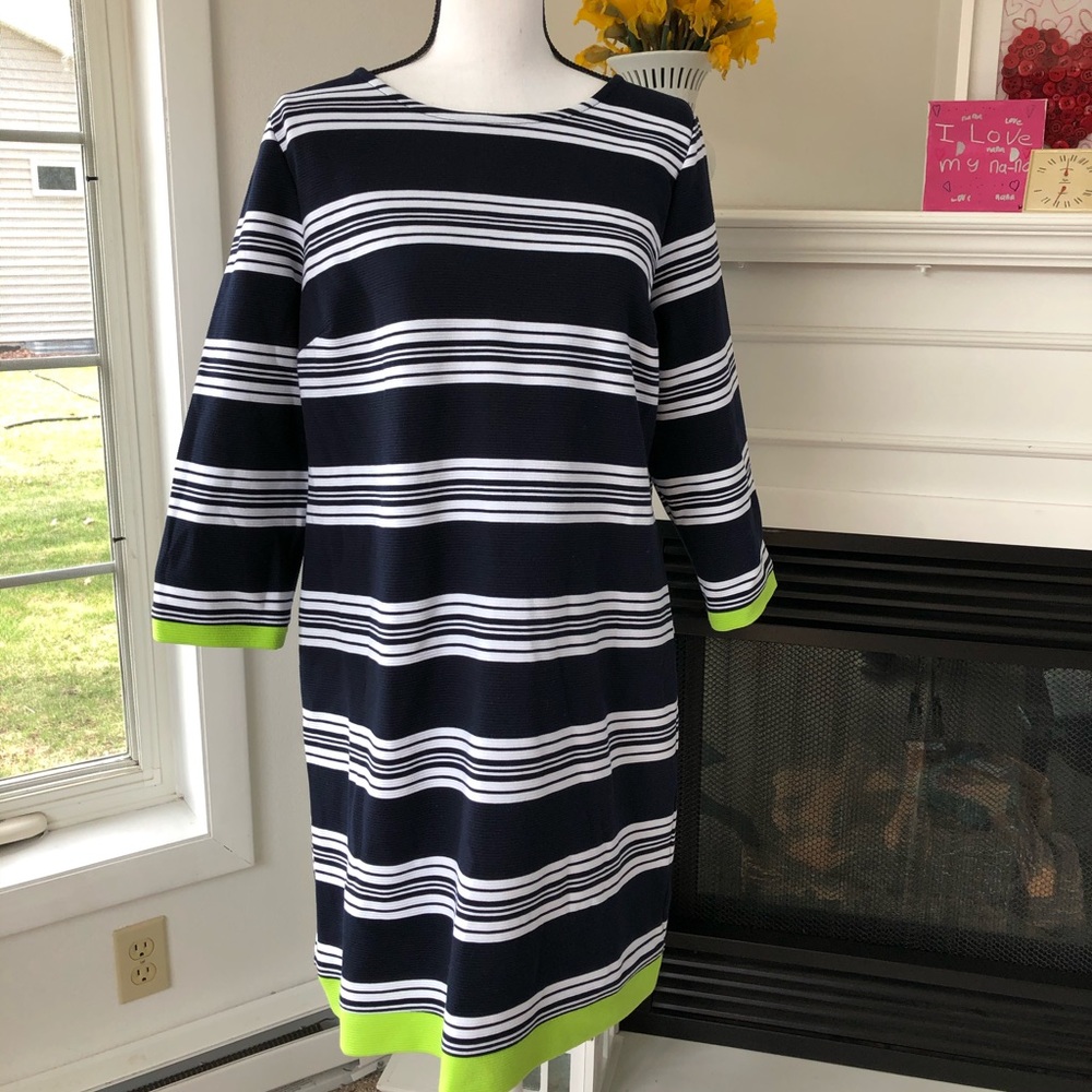 Crown & Ivy Navy/White Striped Dress